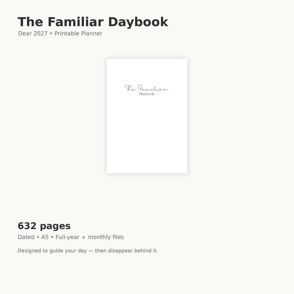 The Familiar Daybook Dear 2027 complete printable planner